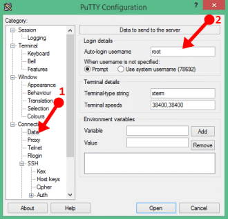 login to server by putty